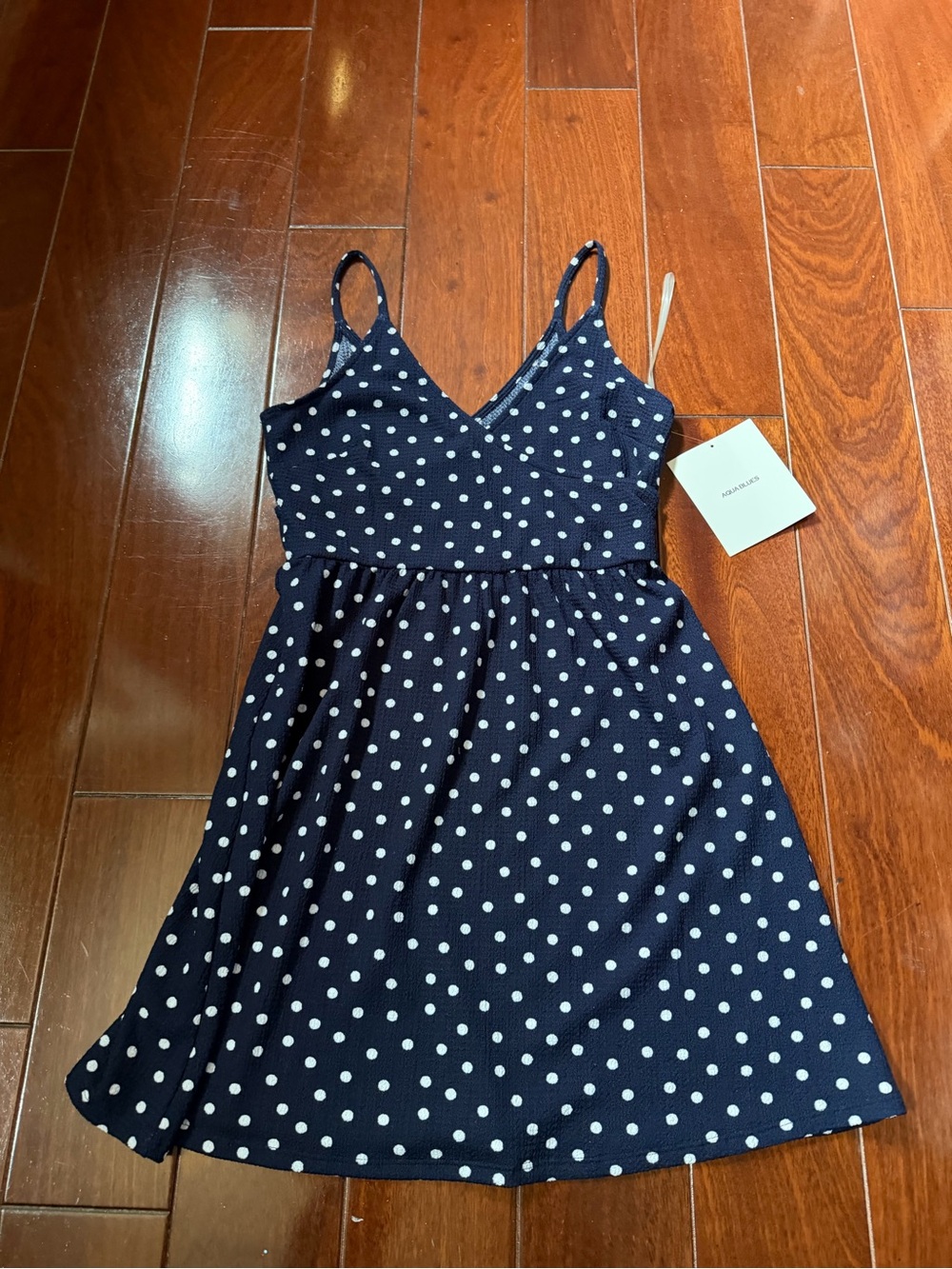 Navy Polka Dot Spaghetti Strap Mini Dress